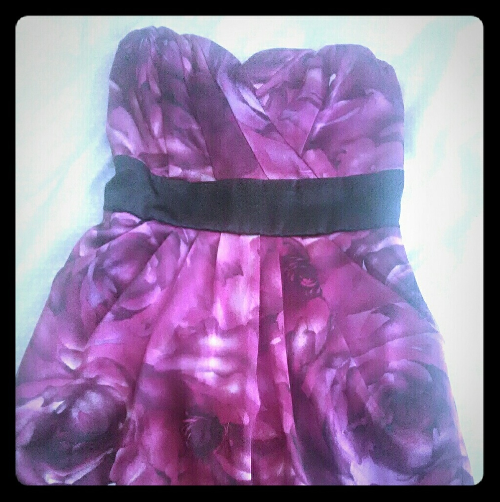 Purple strapless dress